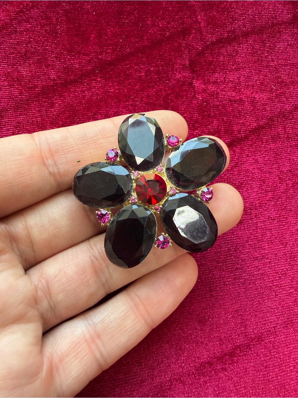 Vintage Liz Claiborne Gemstone Flower Brooch